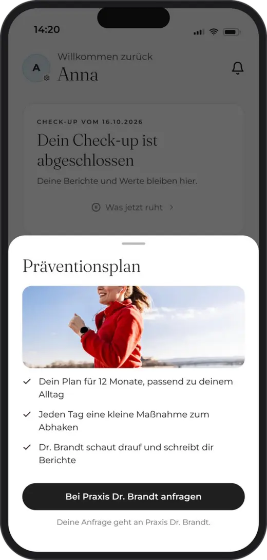 Präventionsplan als Angebot der Praxis in der App